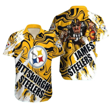 Pittsburgh Steelers Swirl Pattern And Team Logo Hawaiian Shirt - Moonbestprint