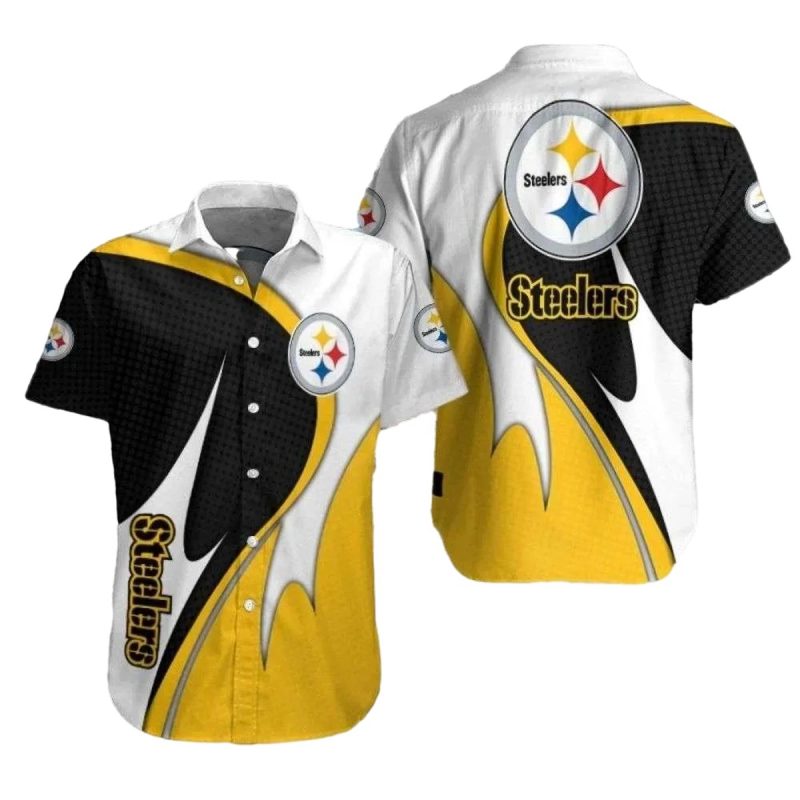 Pittsburgh Steelers Swoosh Of Steel Flowing Design Hawaiian Shirt - Moonbestprint
