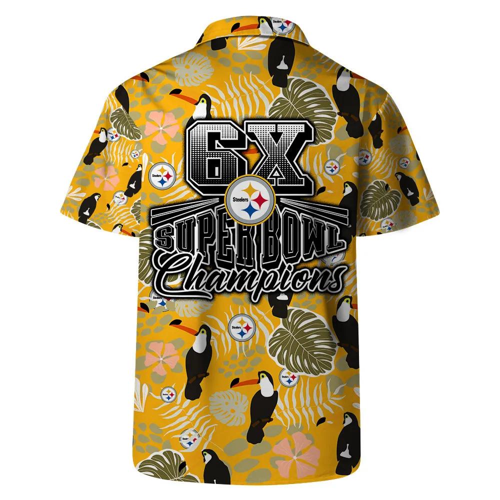 Pittsburgh Steelers Team Logo Pattern Champions Hawaiian Shirt, NFL Hawaiian Shirt Moonbestprint