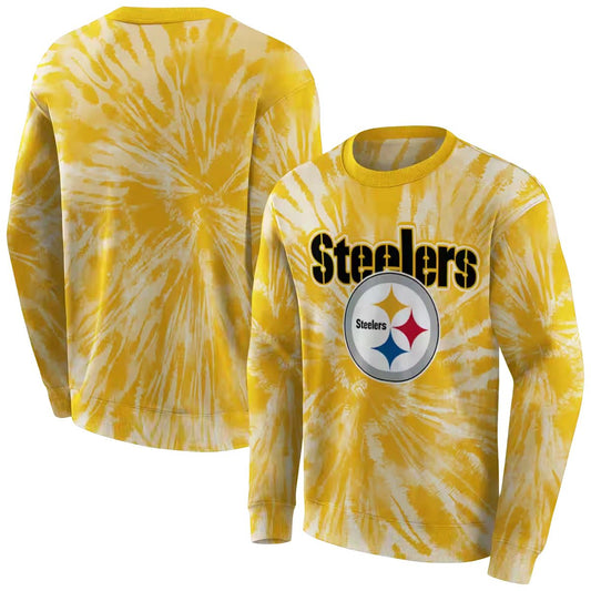 Pittsburgh Steelers Tie Dye Pattern Gold AOP Sweatshirt - Moonbestprint