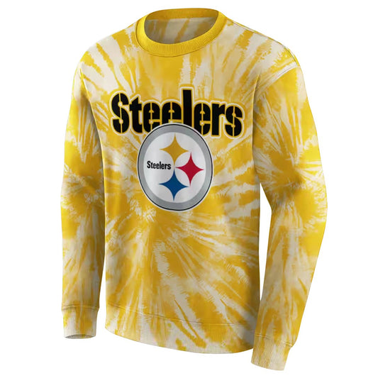 Pittsburgh Steelers Tie Dye Pattern Gold AOP Sweatshirt - Moonbestprint