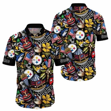 Pittsburgh Steelers Tiki Carnival And Football Fest Hawaiian Shirt - Moonbestprint