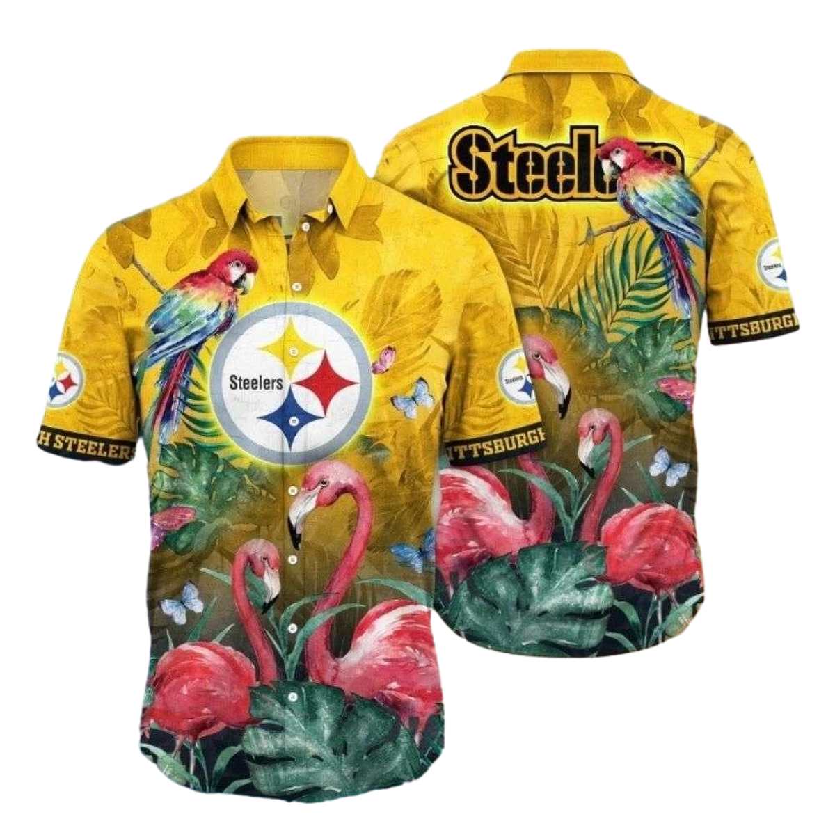 Pittsburgh Steelers Tropical Bird Of Paradise Fan Hawaiian Shirt - Moonbestprint