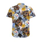 Pittsburgh Steelers Tropical Floral America Flag Mascot Hawaiian Shirt - Moonbestprint