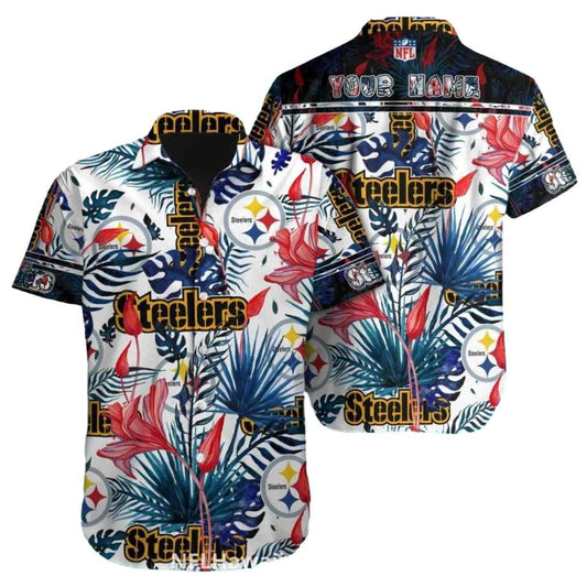 Pittsburgh Steelers Tropical Floral Design Hawaiian Shirt - Moonbestprint