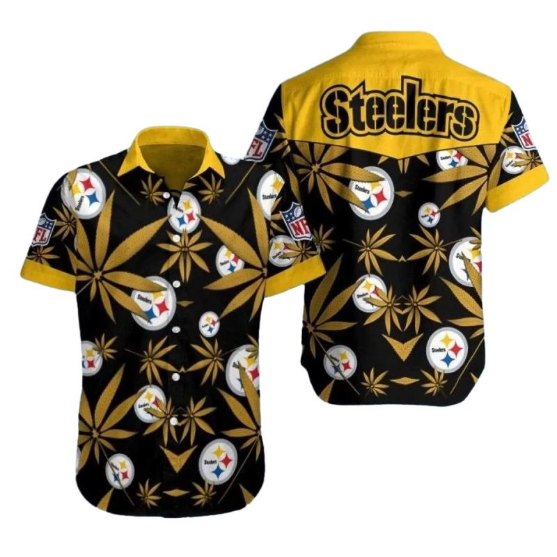 Pittsburgh Steelers Tropical Nights Floral And Logo Hawaiian Shirt - Moonbestprint