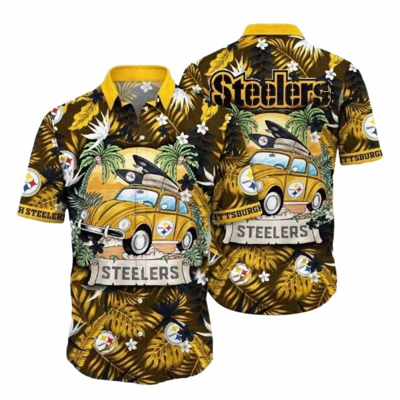 Pittsburgh Steelers Vintage Ride Tropical Hawaiian Shirt - Moonbestprint