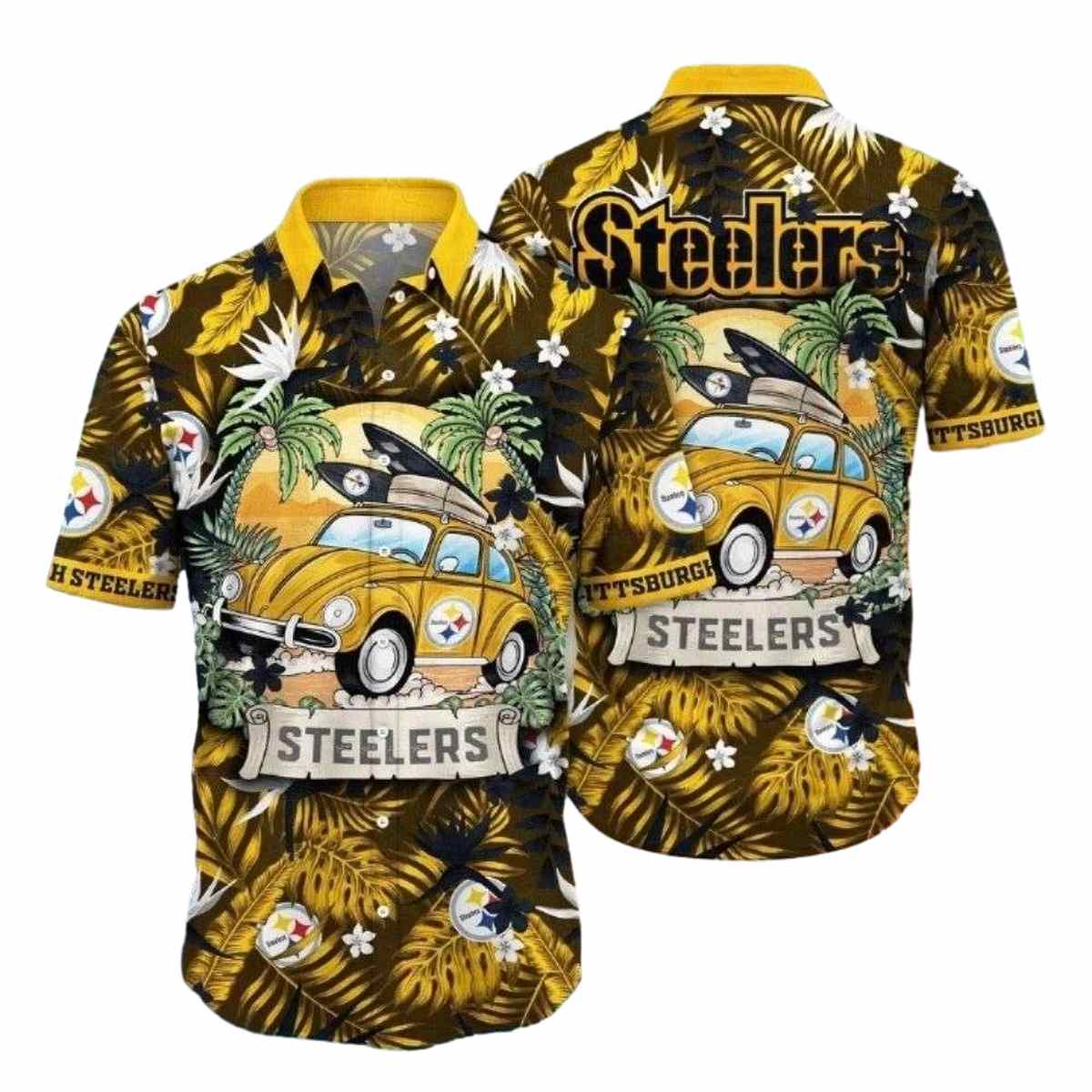 Pittsburgh Steelers Vintage Ride Tropical Hawaiian Shirt - Moonbestprint