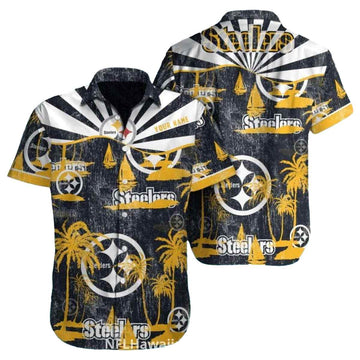 Pittsburgh Steelers Vintage Sunset Coconut Island Hawaiian Shirt - Moonbestprint