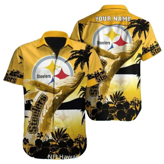 Pittsburgh Steelers Whale Tail Sunset Beach Design Hawaiian Shirt - Moonbestprint