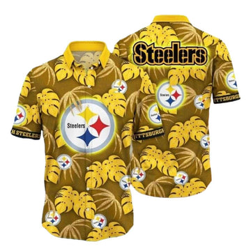 Pittsburgh Steelers Yellow Leaf Blitz Hawaiian Shirt - Moonbestprint