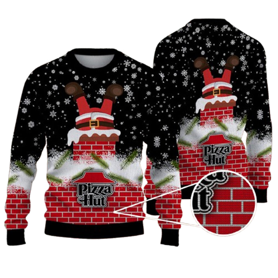 Pizza Hut Logo Santa Funny Ugly Christmas Sweater – Moonbestprint