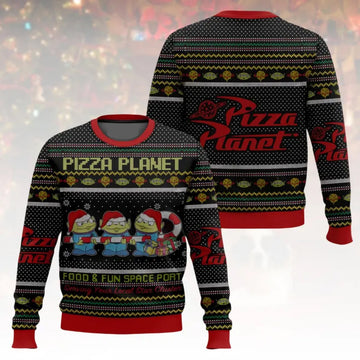 Pizza Planet Food and Fun Space Port Ugly Christmas Sweater – Moonbestprint
