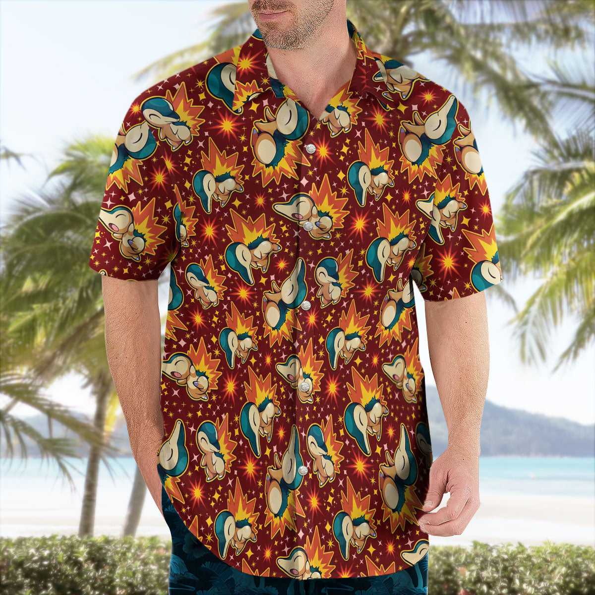 Pokemon Cyndaquil Fire Pattern Hawaiian Shirt – Moonbestprint