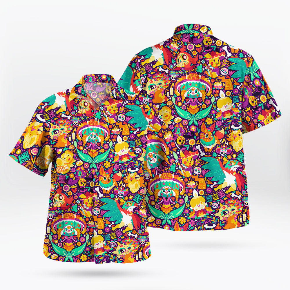 Pokemon Dia de los Muertos Hawaiian Shirt Sugar Skull Tropical Style – Moonbestprint