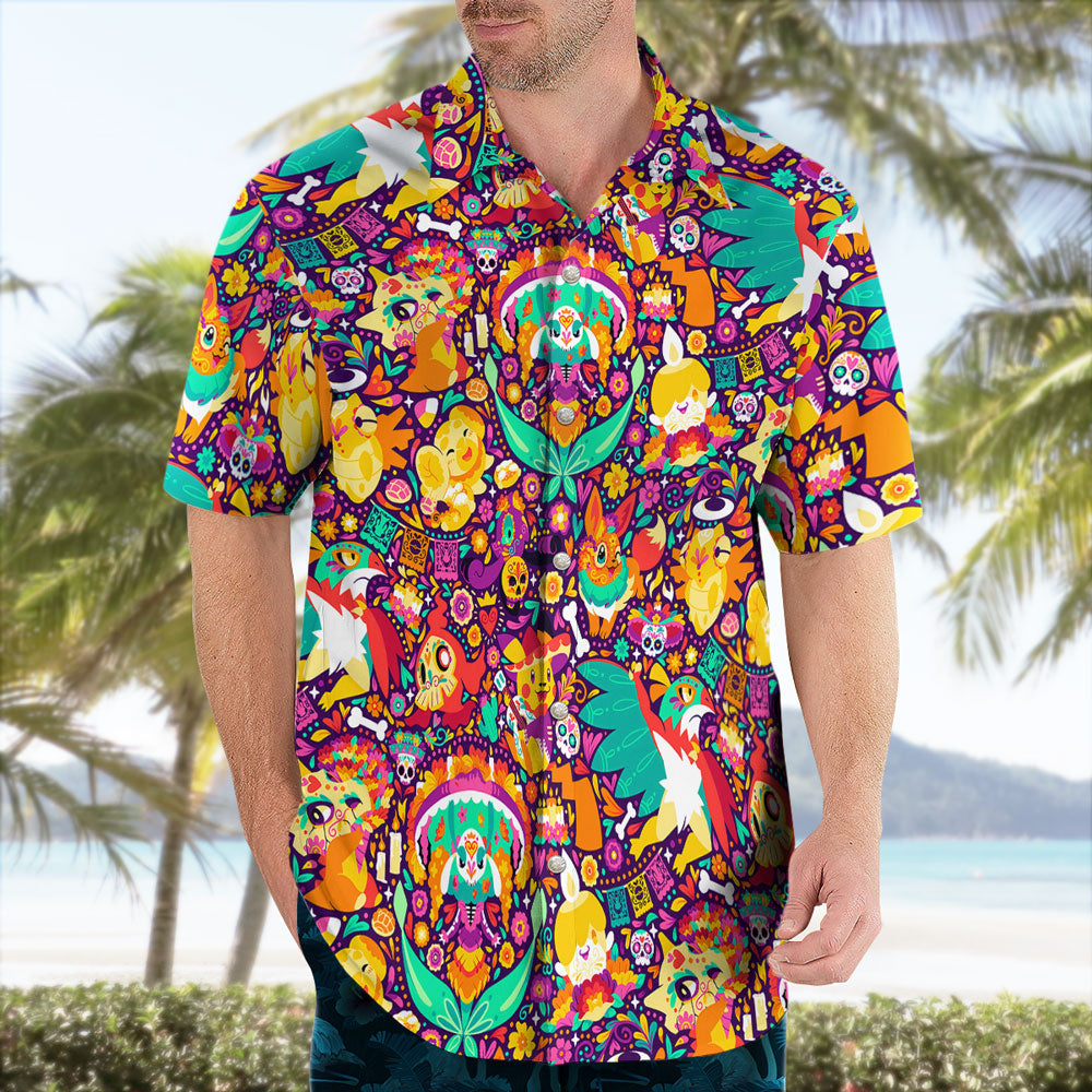 Pokemon Dia de los Muertos Hawaiian Shirt Sugar Skull Tropical Style – Moonbestprint