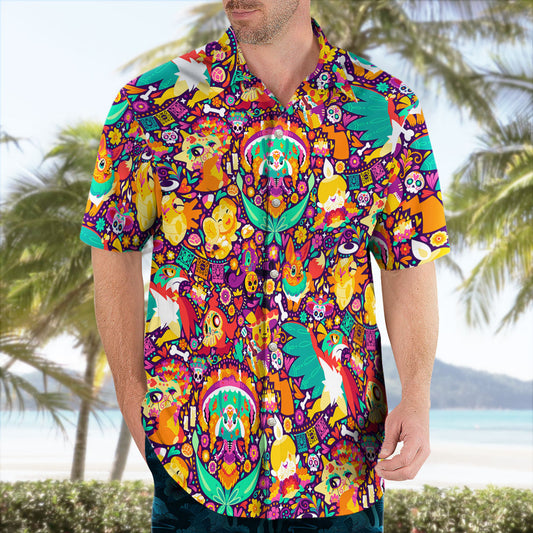 Pokemon Dia de los Muertos Hawaiian Shirt Sugar Skull Tropical Style – Moonbestprint