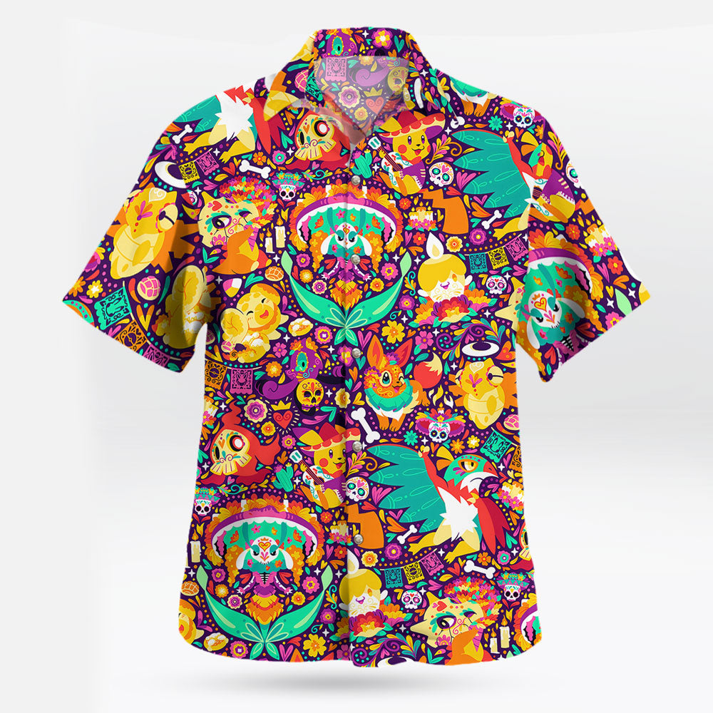 Pokemon Dia de los Muertos Hawaiian Shirt Sugar Skull Tropical Style – Moonbestprint