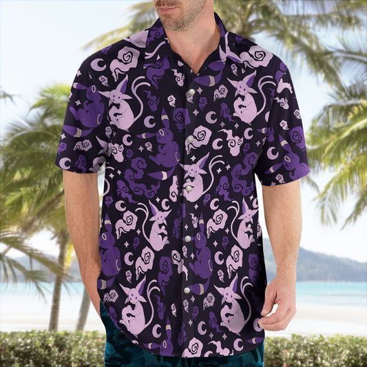 Anime Pokemon Espeon and Umbreon Purple Night Hawaiian Shirt – Moonbestprint