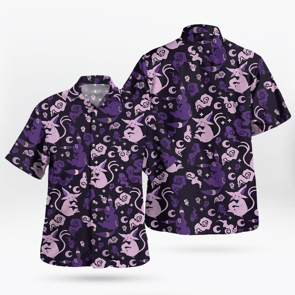 Anime Pokemon Espeon and Umbreon Purple Night Hawaiian Shirt – Moonbestprint