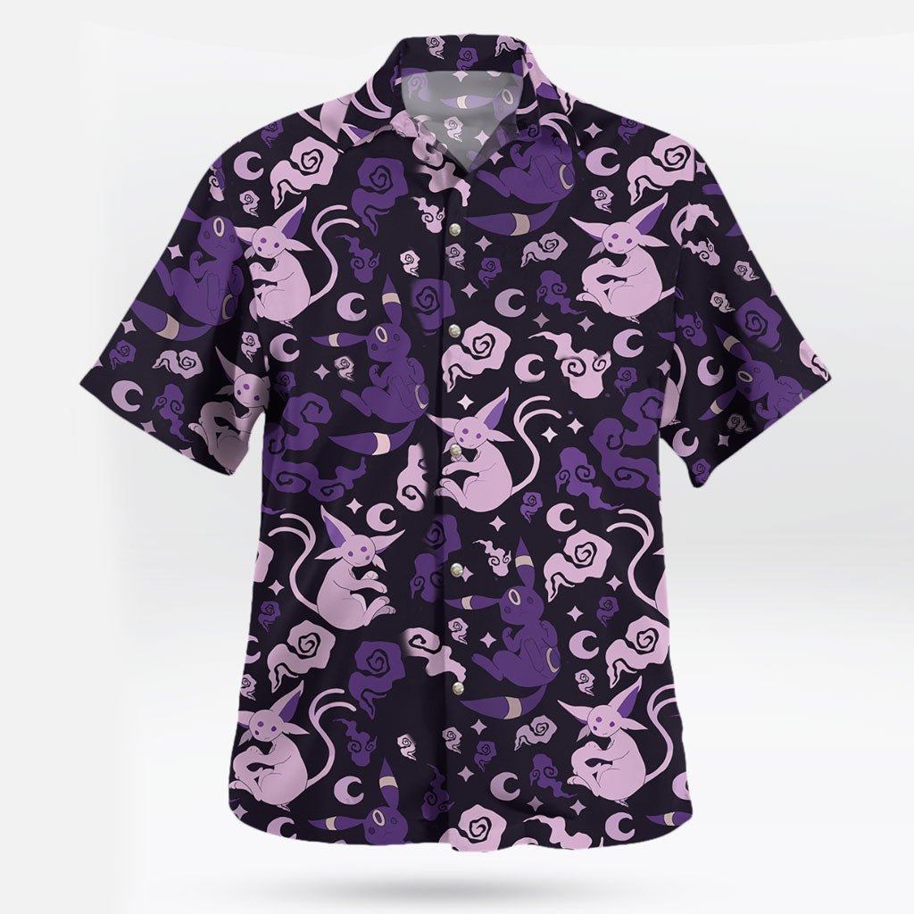 Anime Pokemon Espeon and Umbreon Purple Night Hawaiian Shirt – Moonbestprint