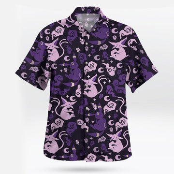 Anime Pokemon Espeon and Umbreon Purple Night Hawaiian Shirt – Moonbestprint