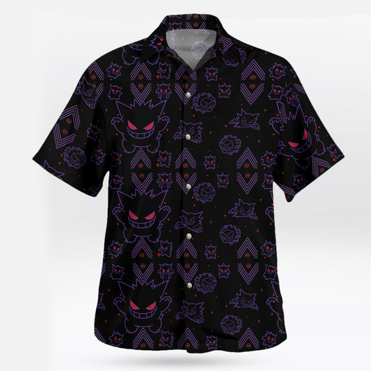 Pokémon Gengar Neon Shadow Tropical Hawaiian Shirt – Moonbestprint