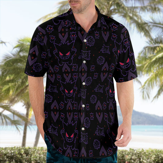 Pokémon Gengar Neon Shadow Tropical Hawaiian Shirt – Moonbestprint