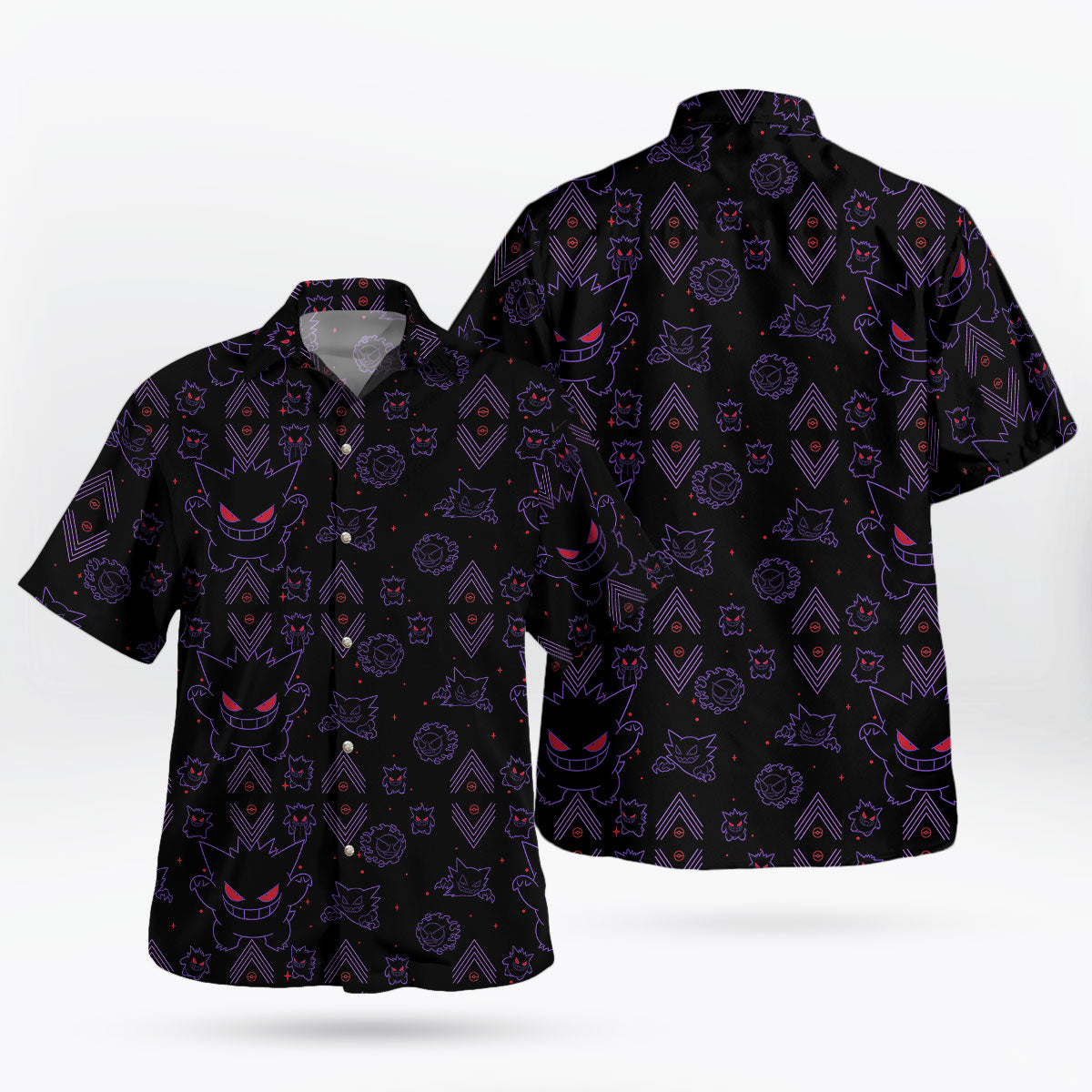Pokémon Gengar Neon Shadow Tropical Hawaiian Shirt – Moonbestprint