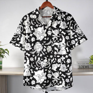Pokemon Ghost Type Aloha Pattern Black Hawaiian Shirt – Moonbestprint