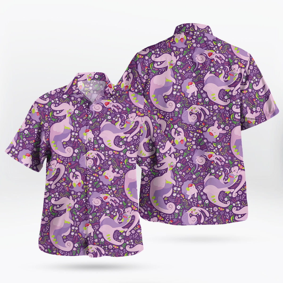Pokemon Goodra Purple Floral Hawaiian Shirt – Moonbestprint