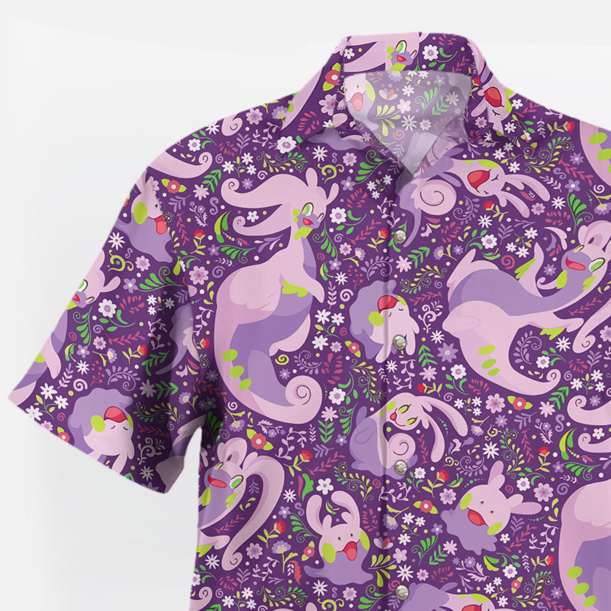 Pokemon Goodra Purple Floral Hawaiian Shirt – Moonbestprint