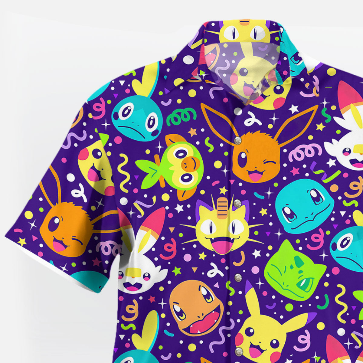 Pokemon Party Faces Neon Purple Hawaiian Shirt – Moonbestprint