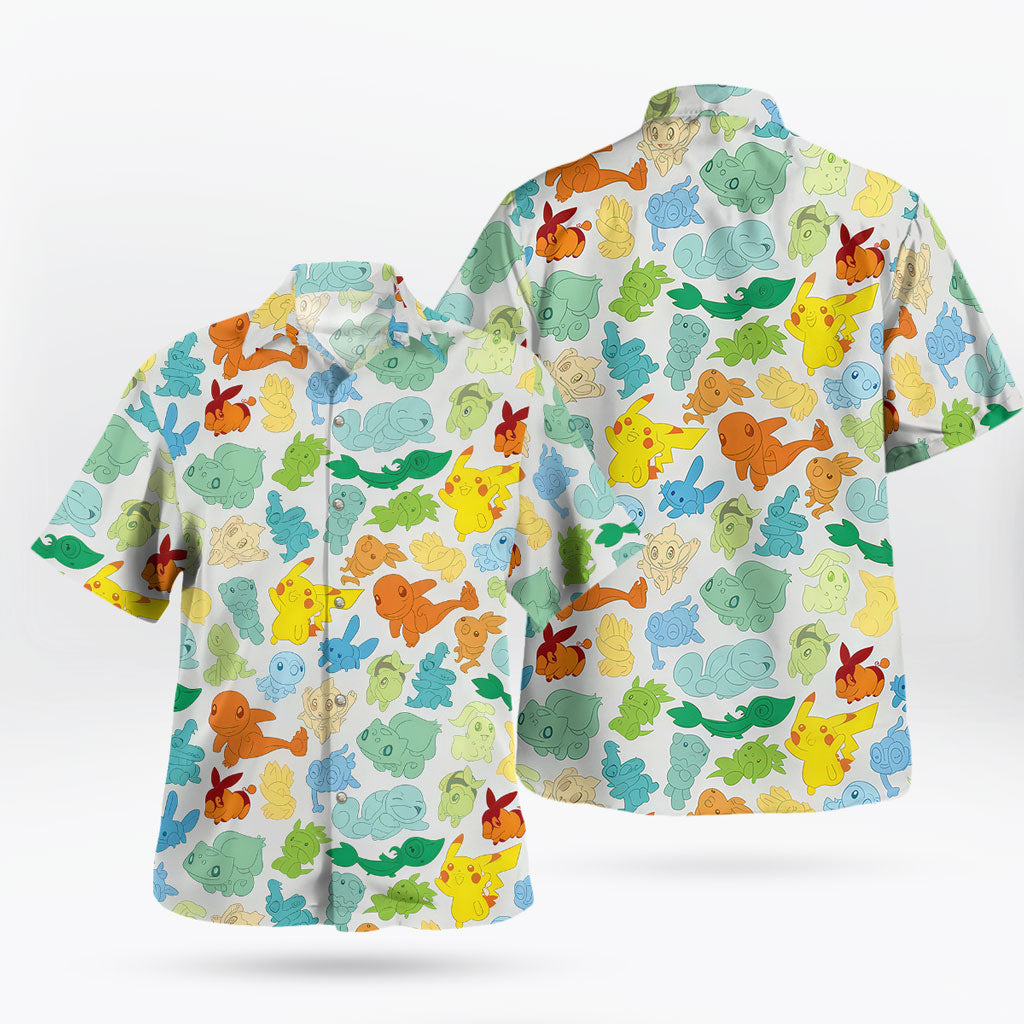 Pokémon Starter Characters Hawaiian Shirt Colorful Print – Moonbestprint