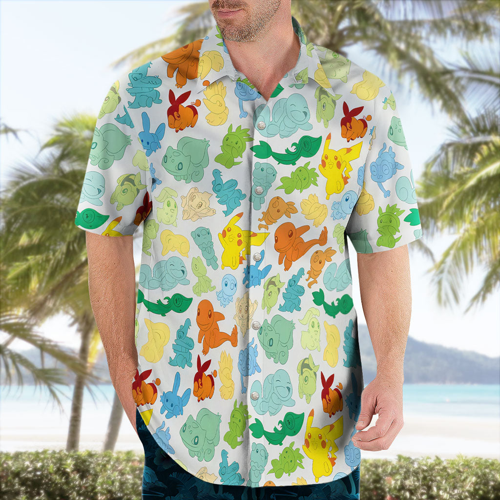 Pokémon Starter Characters Hawaiian Shirt Colorful Print – Moonbestprint