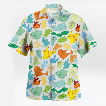 Pokémon Starter Characters Hawaiian Shirt Colorful Print – Moonbestprint
