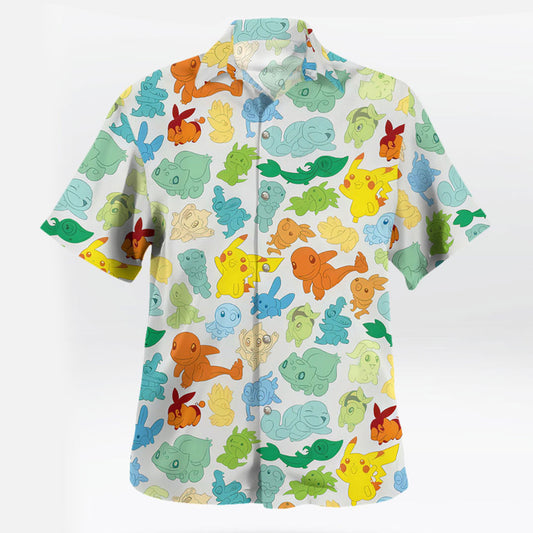 Pokémon Starter Characters Hawaiian Shirt Colorful Print – Moonbestprint