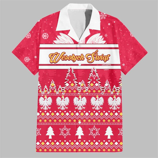 Poland Christmas Wesolych Swiat Polish Eagle Hawaiian Shirt - Moonbestprint