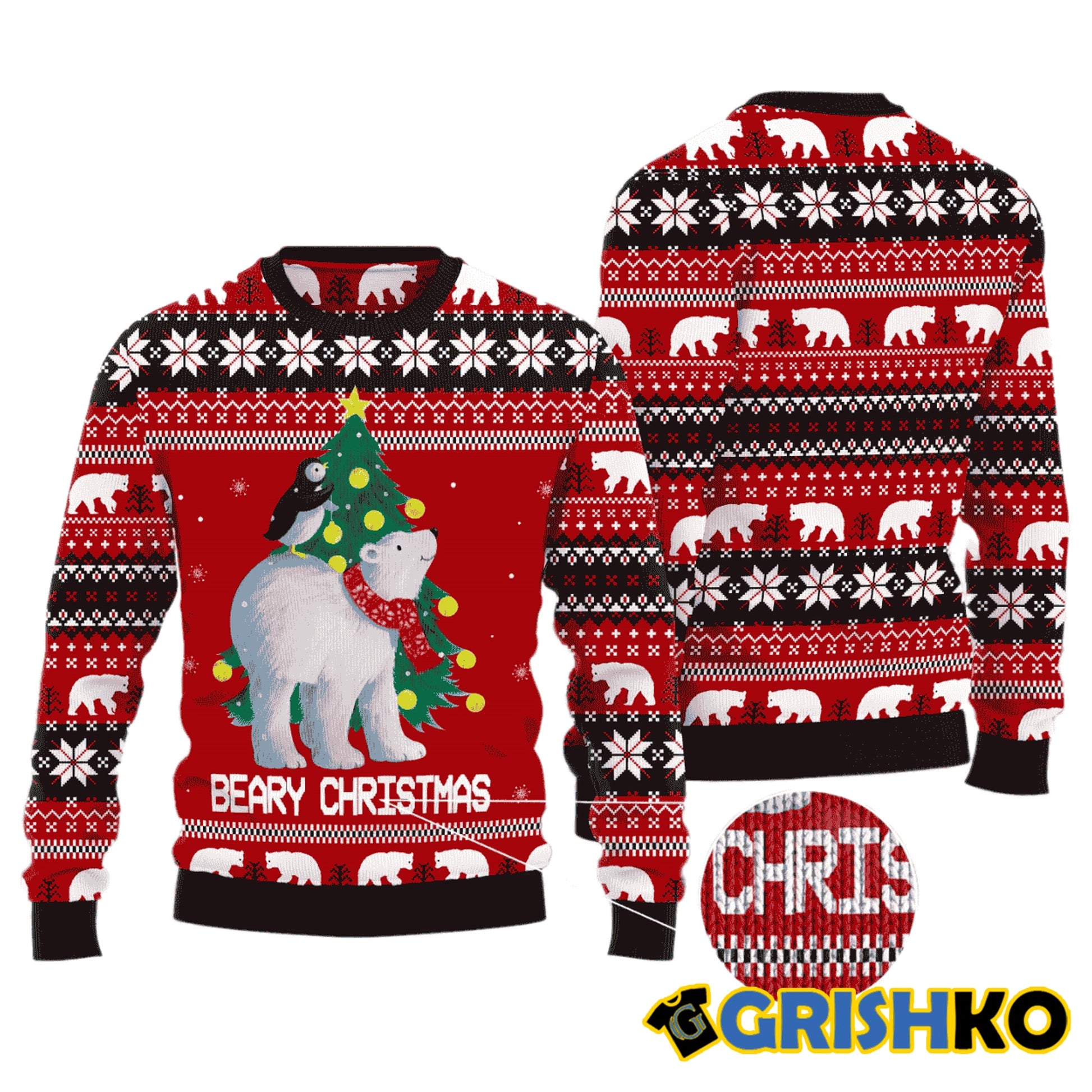 Polar Bear Beary Christmas Ugly Christmas Sweaters - Moonbestprint