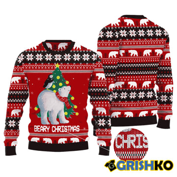 Polar Bear Beary Christmas Ugly Christmas Sweaters - Moonbestprint