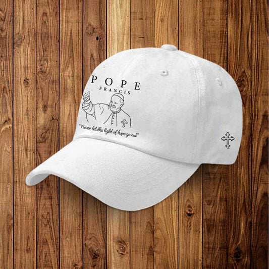 Pope Francis Never Let The Light Of Hope Go Out Hat -Moonbestprint