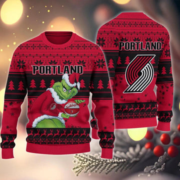 Portland Trail Blazers Grinch Stolen Ugly Christmas Sweater, NBA Chritsmas Sweater Moonbestprint