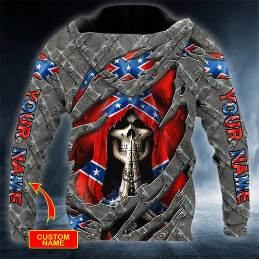 Praying Grim Reaper Patriotic Skull Custom 3D Hoodie Moonbestprint