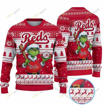 Premium Ugly Chritsmas Sweater For Fan Cincinnati Reds Ugly Sweater, MLB Chritsmas Sweater Moonbestprint