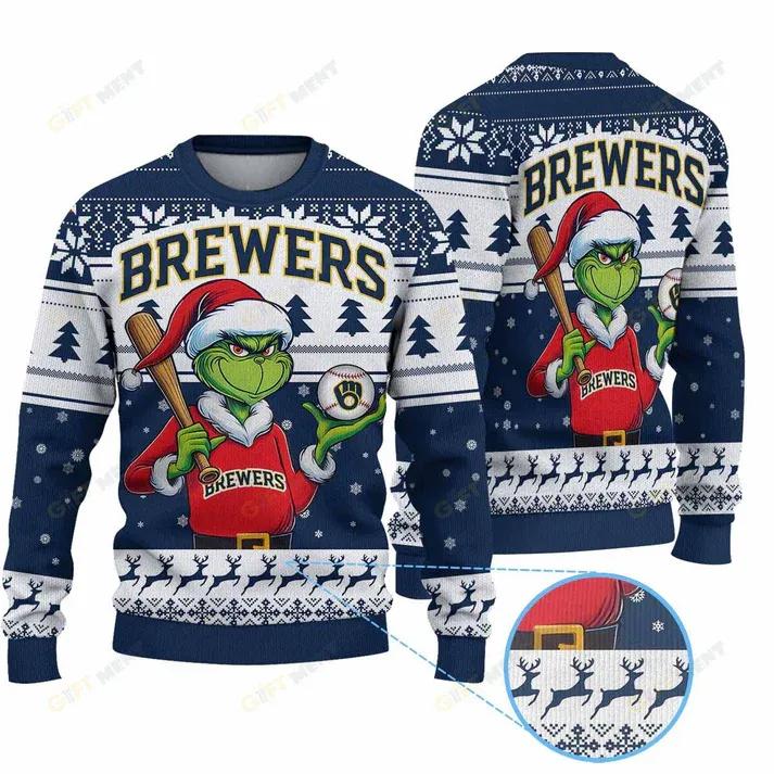 Premium Ugly Chritsmas Sweater For Fan Milwaukee Brewers Ugly Sweater, MLB Chritsmas Sweater Moonbestprint