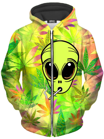 Alien Weed Unisex Zip-Up Hoodie -Moonbestprint