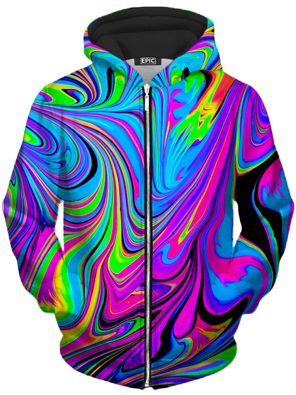 Cosmic Flow Unisex Zip-Up Hoodie -Moonbestprint