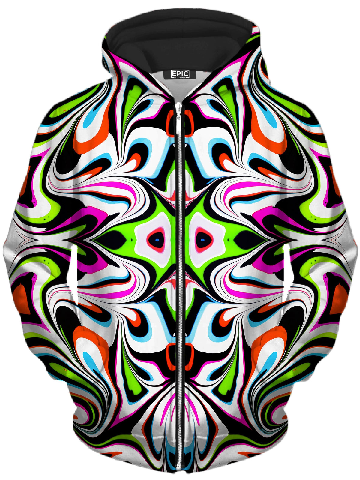Neon Zebra Portal Unisex Zip-Up Hoodie -Moonbestprint