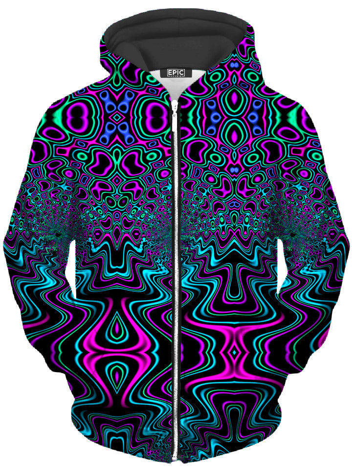 Fractal River Unisex Zip-Up Hoodie -Moonbestprint