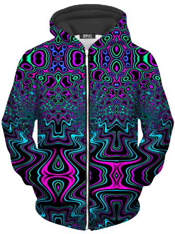 Fractal River Unisex Zip-Up Hoodie -Moonbestprint